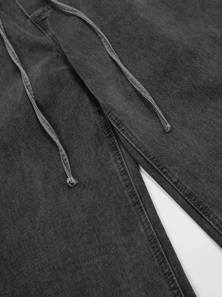 Men's Drawstring Wide Leg Jeans