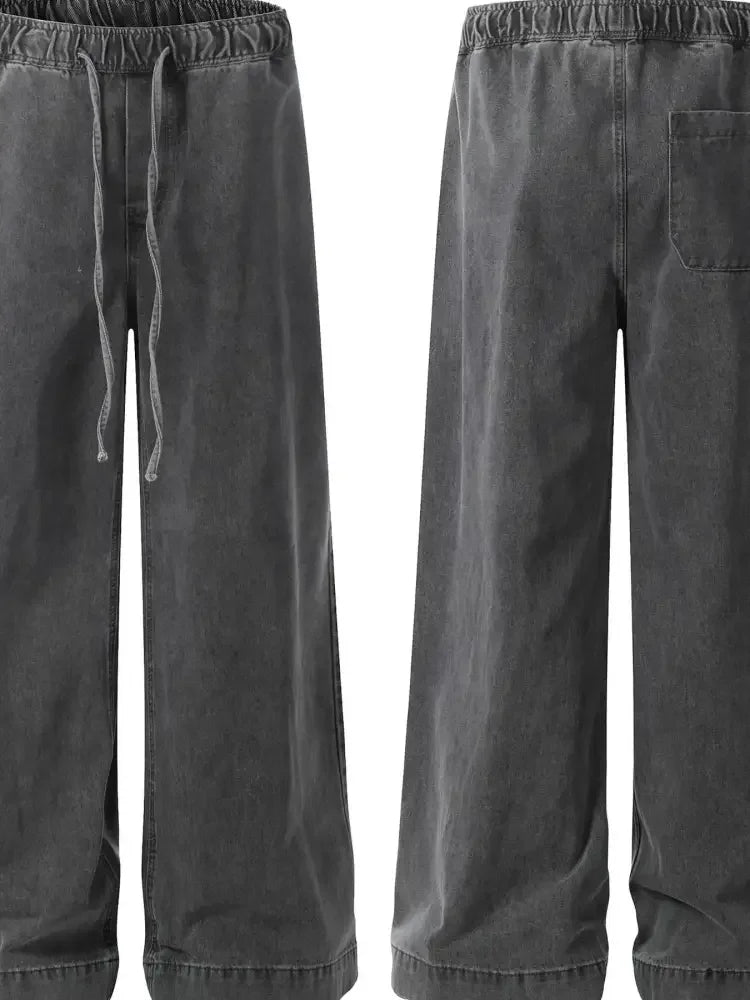 Men's Drawstring Wide Leg Jeans