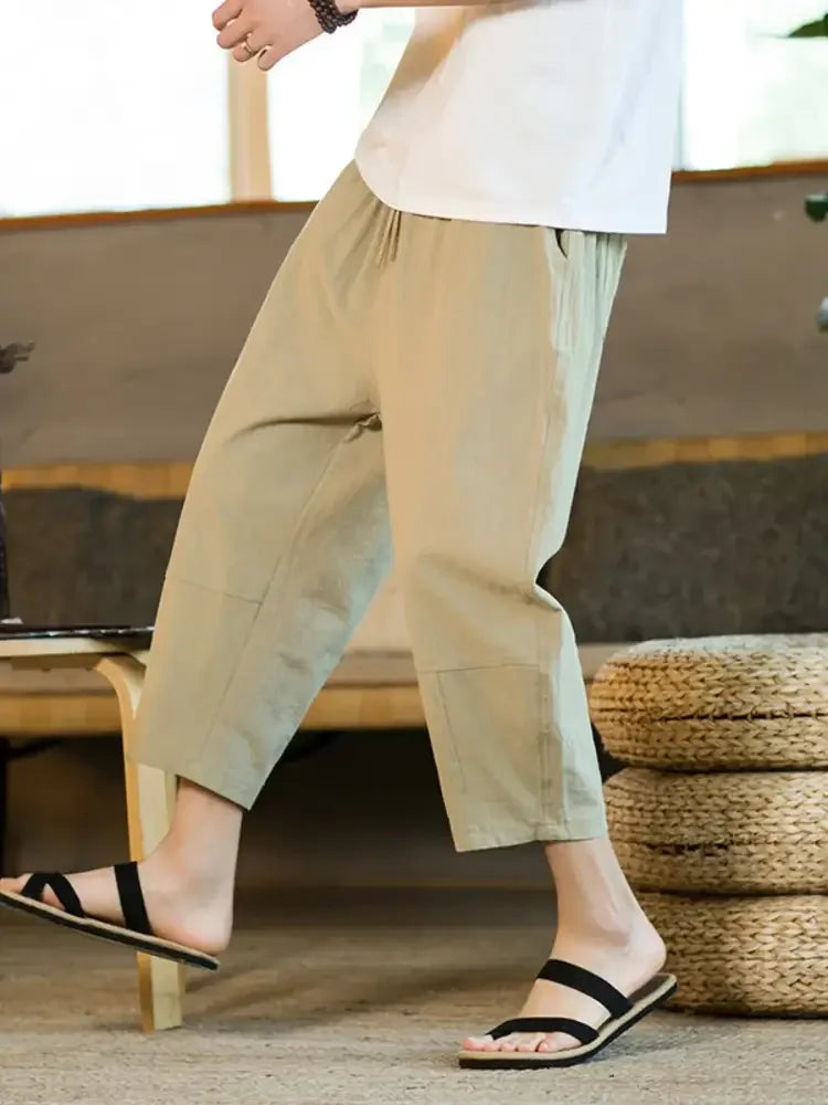 Men's Drawstring Wide Leg Pants