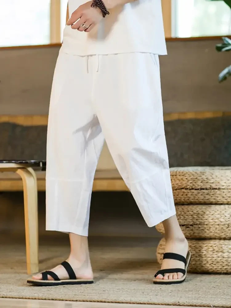 Men's Drawstring Wide Leg Pants