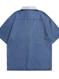 Men's Embroidered Button Up Denim Shirt - Update AvenueTrendsi100400333196566100400333196566Men's Embroidered Button Up Denim ShirtColorful Blue
