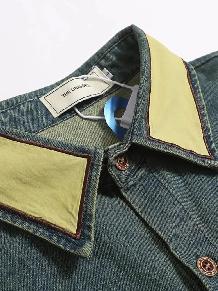 Men's Embroidered Button Up Denim Shirt - Update AvenueTrendsi100400333199579100400333199579Men's Embroidered Button Up Denim ShirtNavy Blue