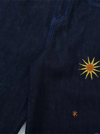 Men's Embroidered Wash Denim Shorts
