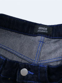 Men's Embroidered Wash Denim Shorts
