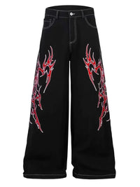 Men's Embroidered Wide Leg Jeans