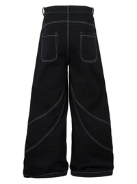 Men's Embroidered Wide Leg Jeans