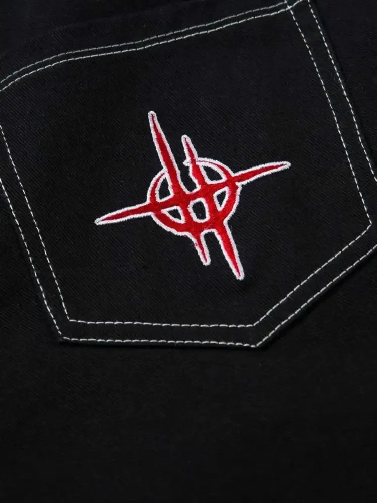 Men's Embroidered Wide Leg Jeans