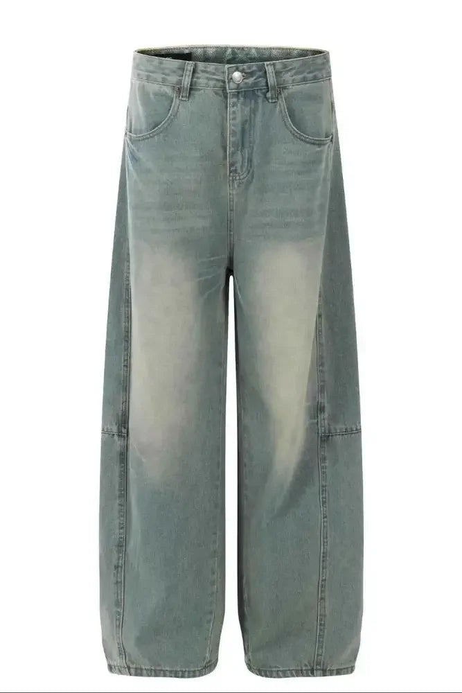 Men's Faded Wide Leg Jeans