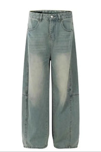 Men's Faded Wide Leg Jeans
