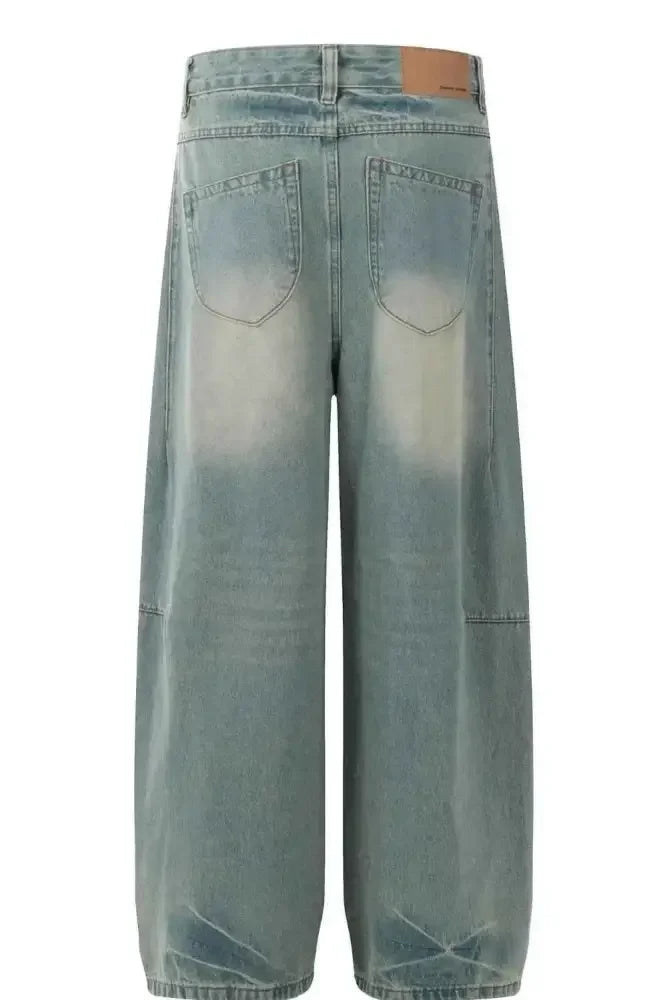 Men's Faded Wide Leg Jeans