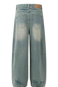Men's Faded Wide Leg Jeans