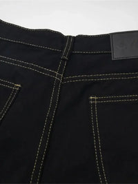 Men's Floral Embroidered Wide Leg Denim Shorts