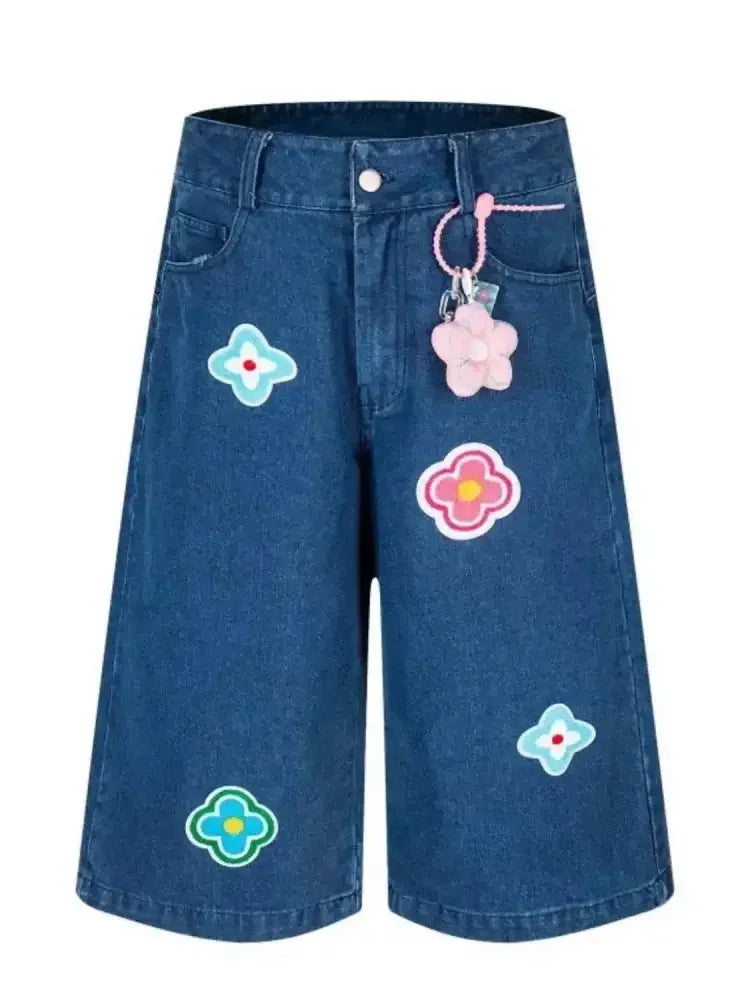 Men's Flower Patch Denim Shorts