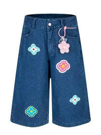 Men's Flower Patch Denim Shorts