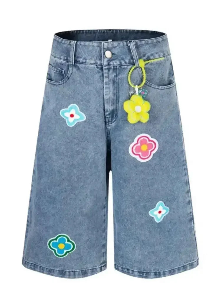 Men's Flower Patch Denim Shorts
