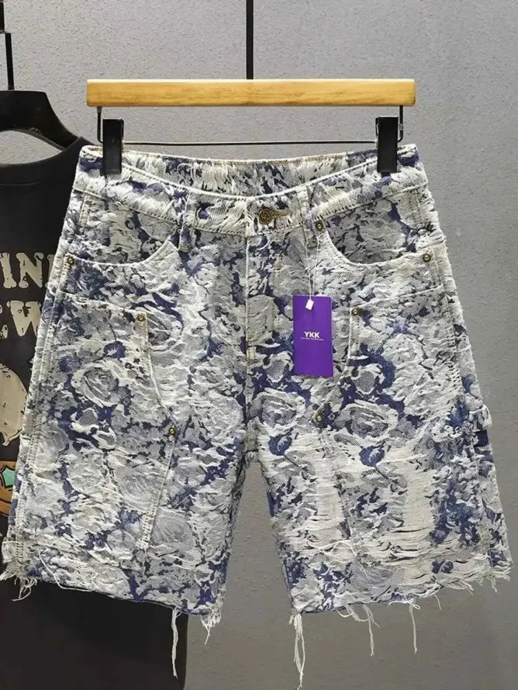 Men's Frayed Hem Denim Shorts