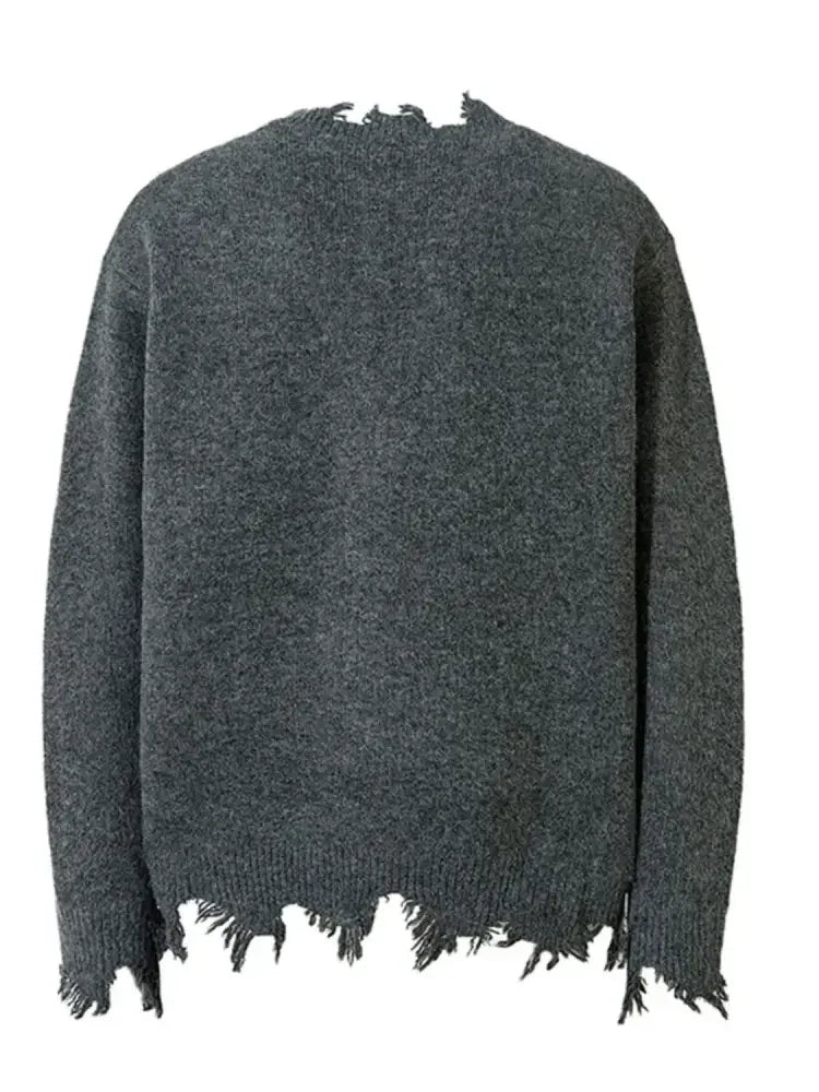 Men's Frayed Hem Quarter Zip Sweater