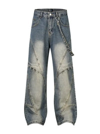 Men's Frayed Hem Wide Leg Jeans