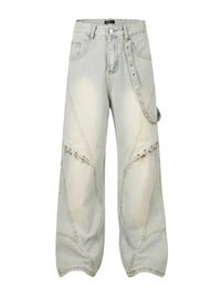 Men's Frayed Hem Wide Leg Jeans