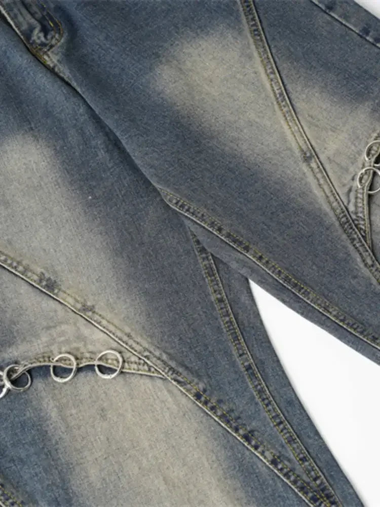 Men's Frayed Hem Wide Leg Jeans