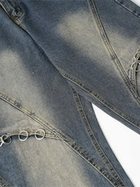 Men's Frayed Hem Wide Leg Jeans