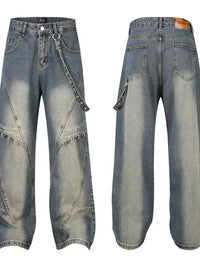 Men's Frayed Hem Wide Leg Jeans