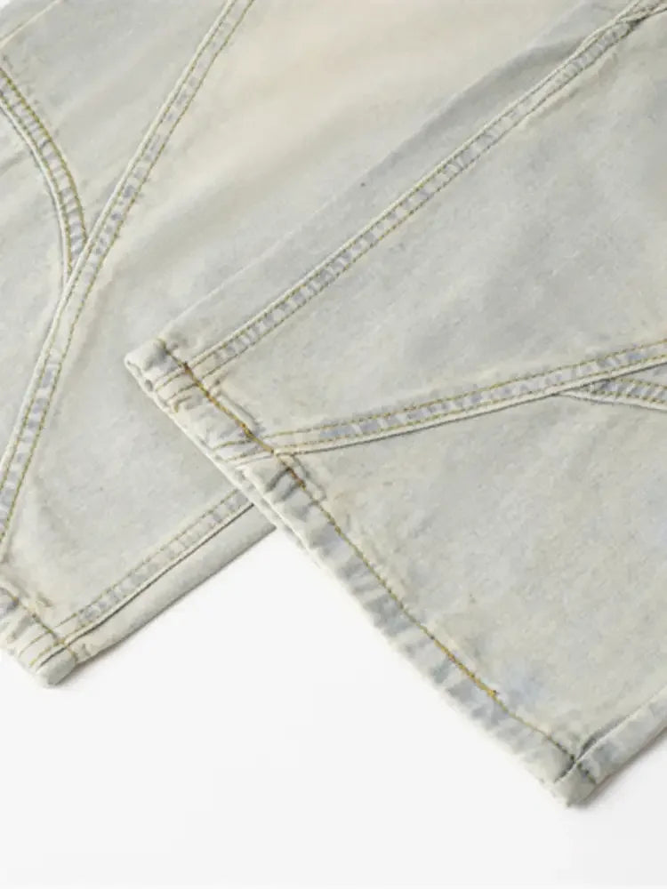 Men's Frayed Hem Wide Leg Jeans