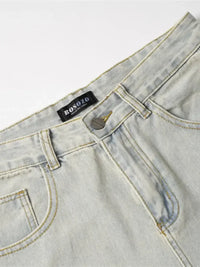 Men's Frayed Hem Wide Leg Jeans