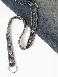 Men's Frayed Hem Wide Leg Jeans