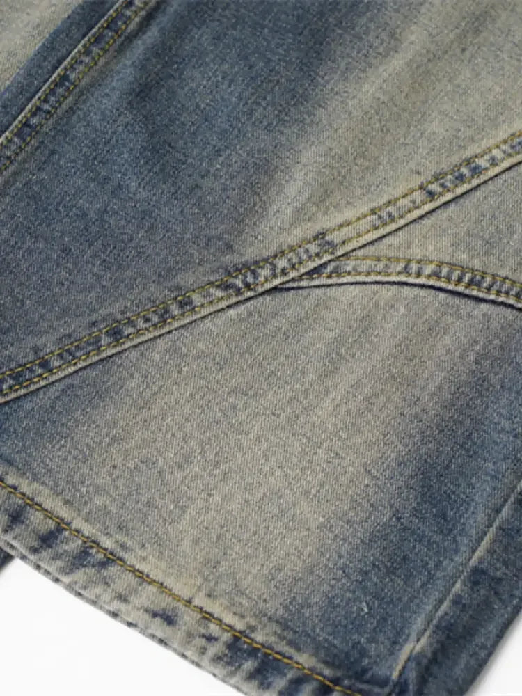 Men's Frayed Hem Wide Leg Jeans