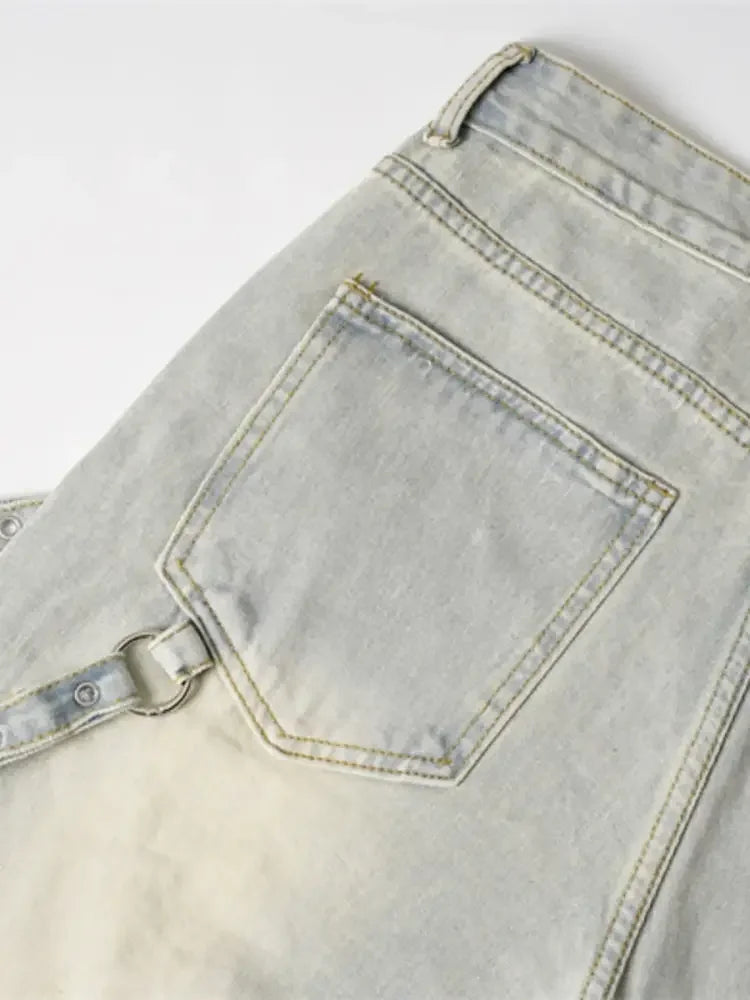 Men's Frayed Hem Wide Leg Jeans