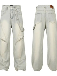 Men's Frayed Hem Wide Leg Jeans