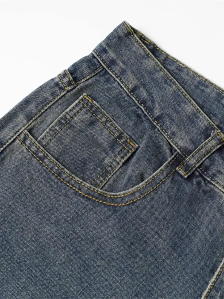 Men's Frayed Hem Wide Leg Jeans