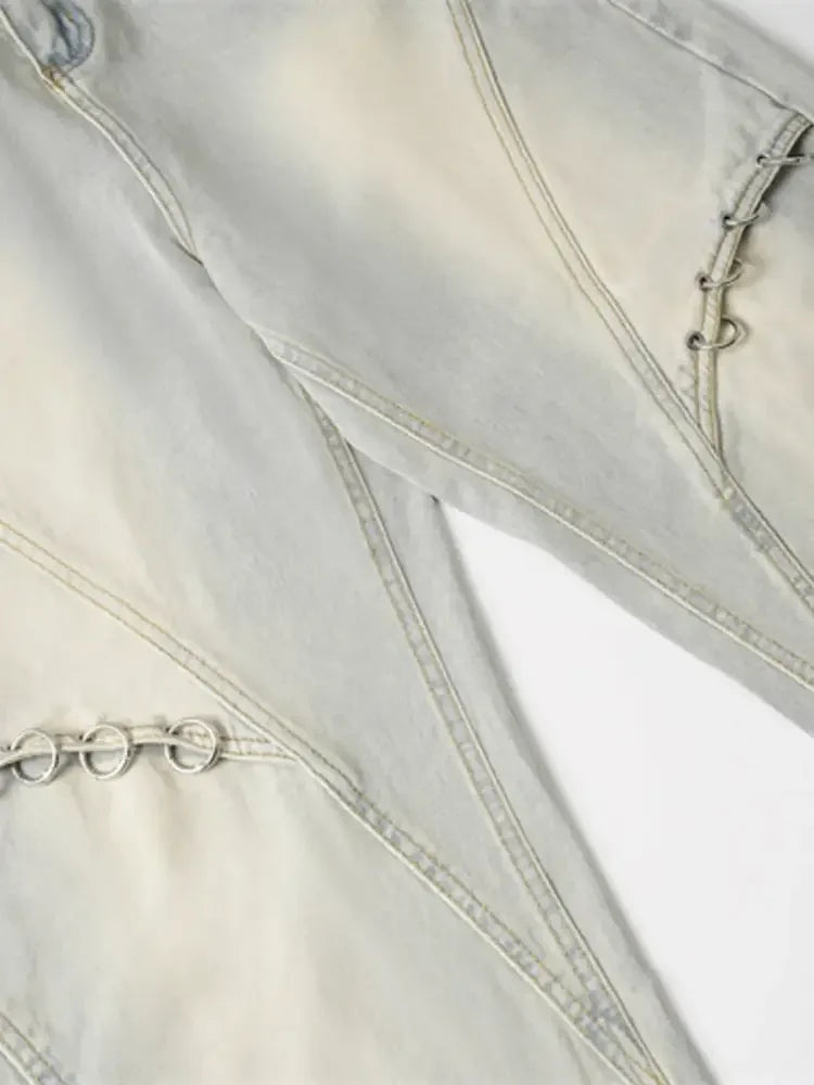 Men's Frayed Hem Wide Leg Jeans