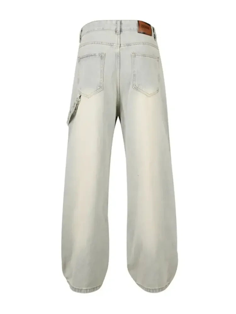 Men's Frayed Hem Wide Leg Jeans