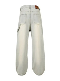 Men's Frayed Hem Wide Leg Jeans