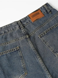 Men's Frayed Hem Wide Leg Jeans