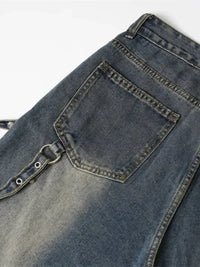Men's Frayed Hem Wide Leg Jeans