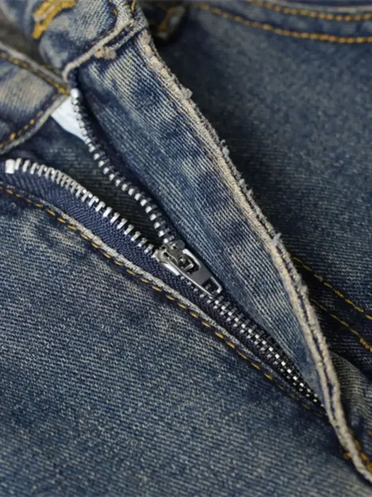 Men's Frayed Hem Wide Leg Jeans