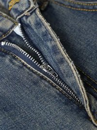 Men's Frayed Hem Wide Leg Jeans