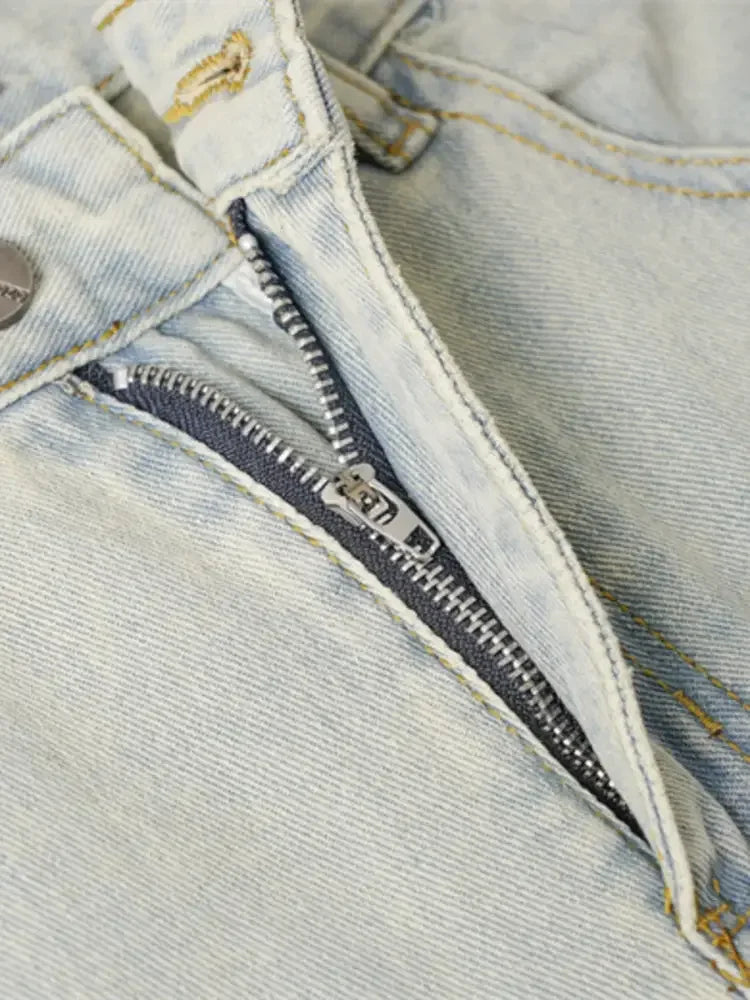 Men's Frayed Hem Wide Leg Jeans