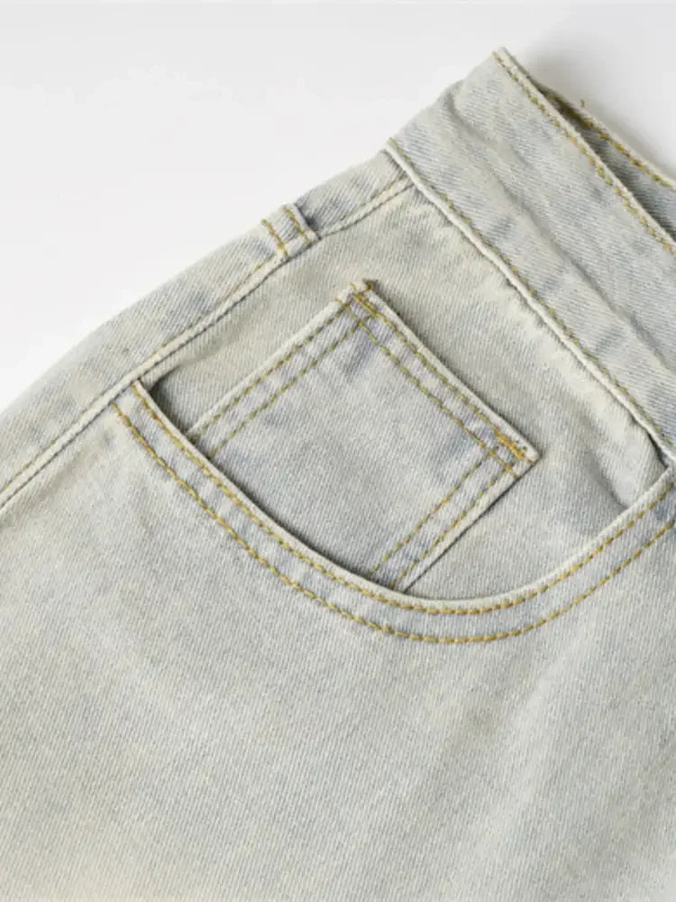 Men's Frayed Hem Wide Leg Jeans