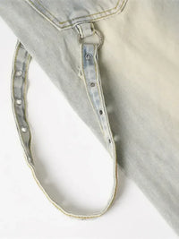 Men's Frayed Hem Wide Leg Jeans