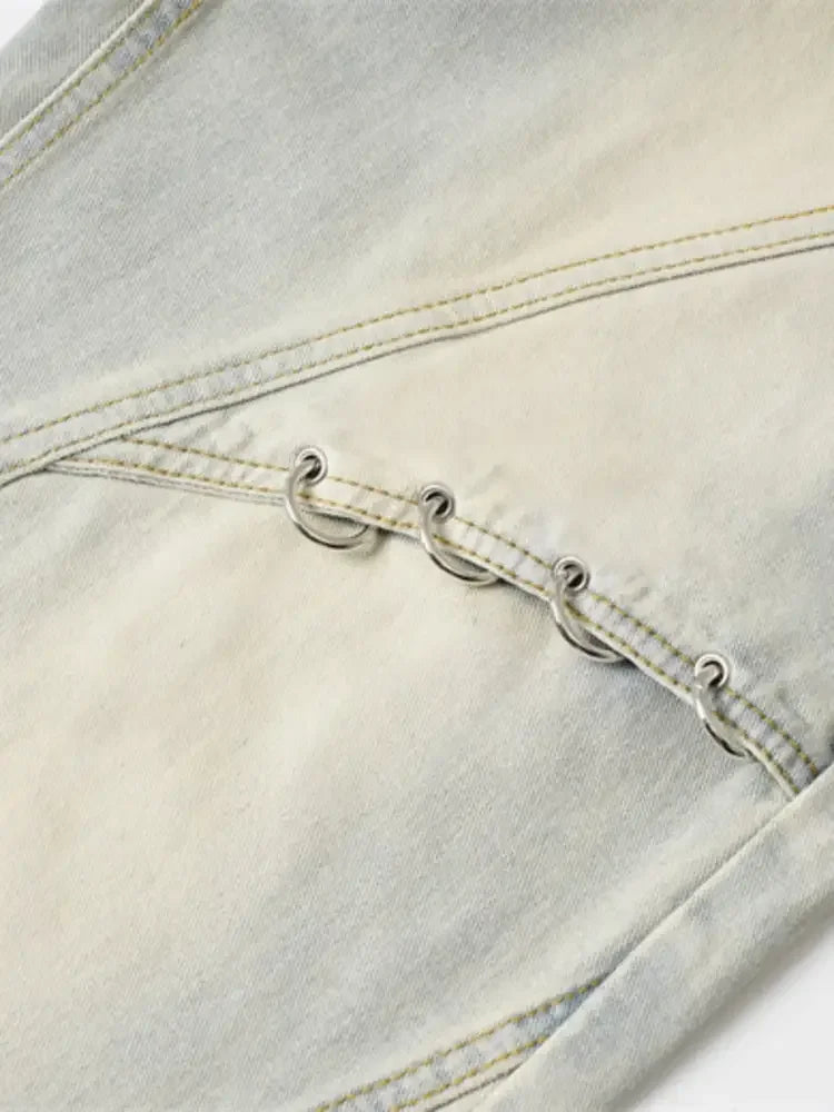 Men's Frayed Hem Wide Leg Jeans