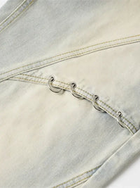 Men's Frayed Hem Wide Leg Jeans