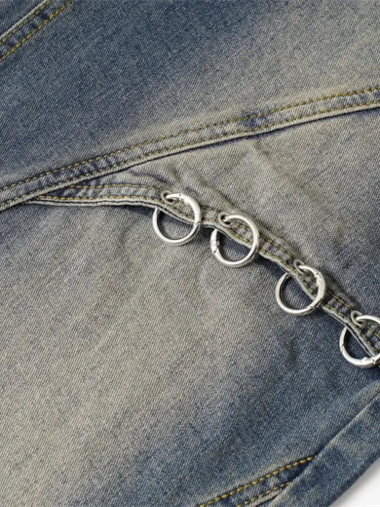 Men's Frayed Hem Wide Leg Jeans