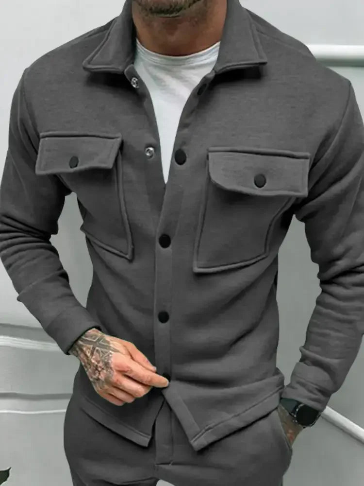 Men's Full Size Button Up Long Sleeve Jacket Plus Size