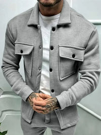 Men's Full Size Button Up Long Sleeve Jacket Plus Size