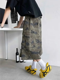 Men's Full Size Camouflage Wide Leg Denim Shorts Plus Size