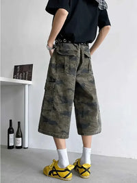 Men's Full Size Camouflage Wide Leg Denim Shorts Plus Size